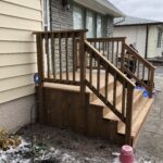 After- very large platform and stairs with wood balusters