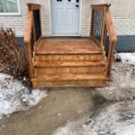 platform and stairs with railings and Black Aluminum balusters  FINISHED 