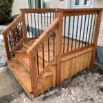 platform and stairs with railings and Black Aluminum balusters  FINISHED 