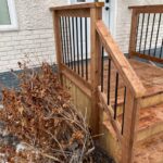 platform and stairs with railings and Black Aluminum balusters  FINISHED 